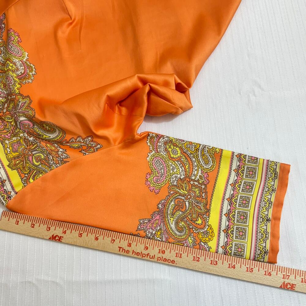 H&M Sheath Dress 10 Boho Paisley‎ Satin Orange Pink Retro Festival Vacation - Picture 6 of 9